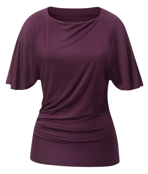 Flow #2566 shirt short fancy batwing sleeves - dark plum