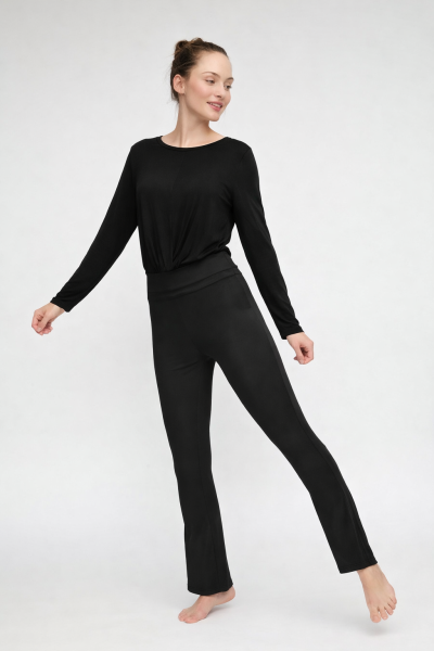 Flow #2704 long pants boot cut - black