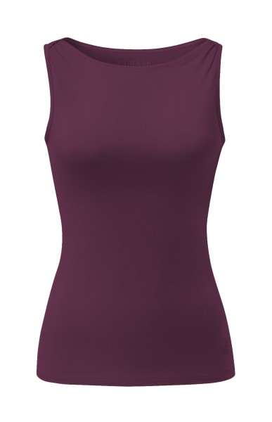Flow #255 Tank Top Boat Neck - dark plum