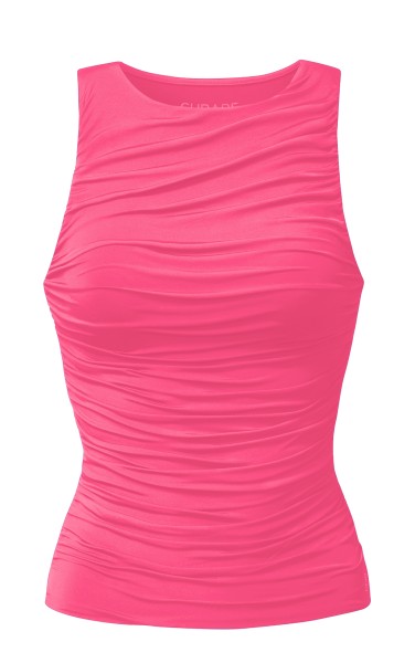 Flow #2405 gathered top round neck - raspberry