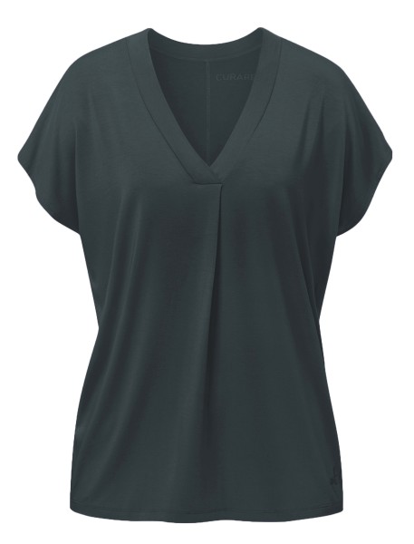 Flow #2502 shirt v-neck boxpleat - dark forest