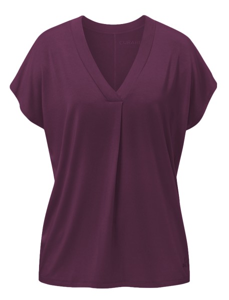 Flow #2502 shirt v-neck boxpleat - dark plum