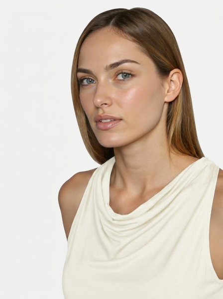 Flow #2601 top turtle-waterfall neck - soft-white